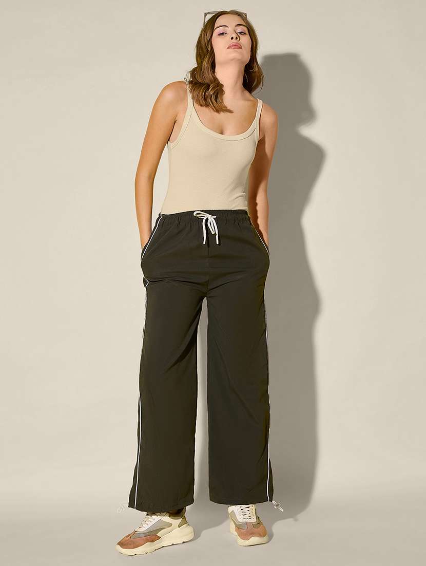 women solid high rise parachute pant - 21918829 - Standard Image - 5