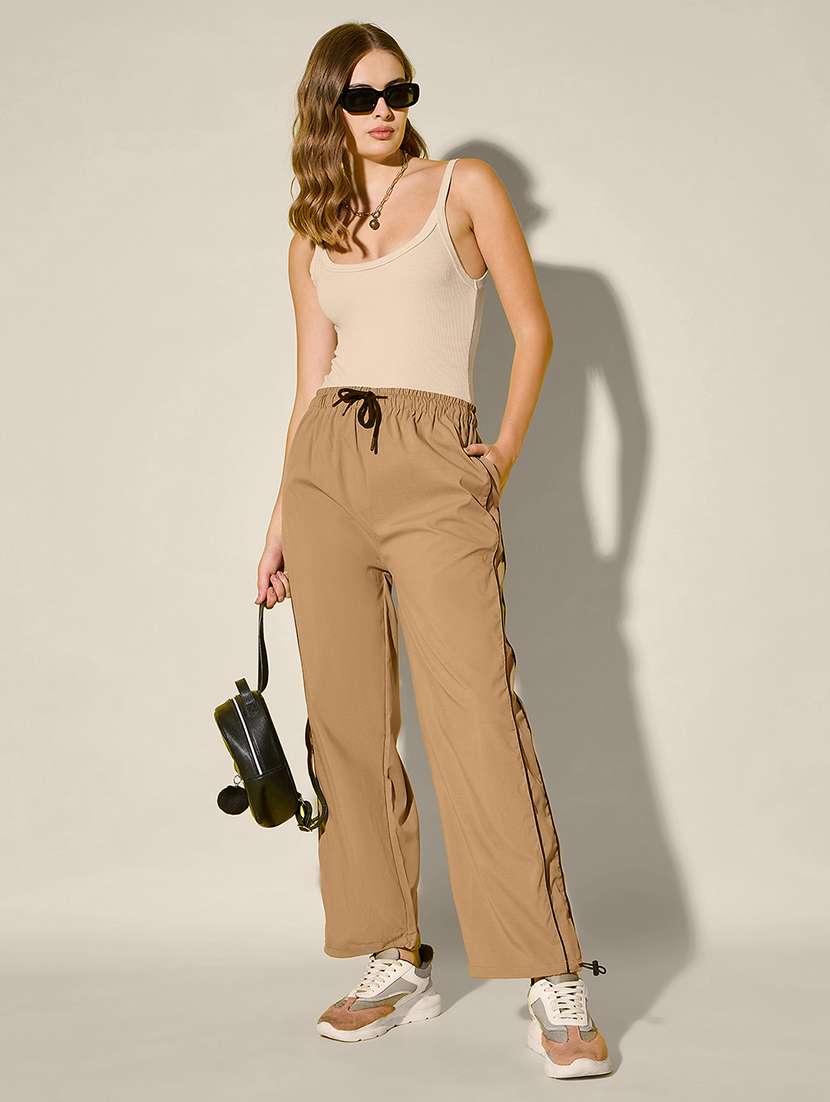 women solid high rise parachute pant - 21918830 - Standard Image - 3