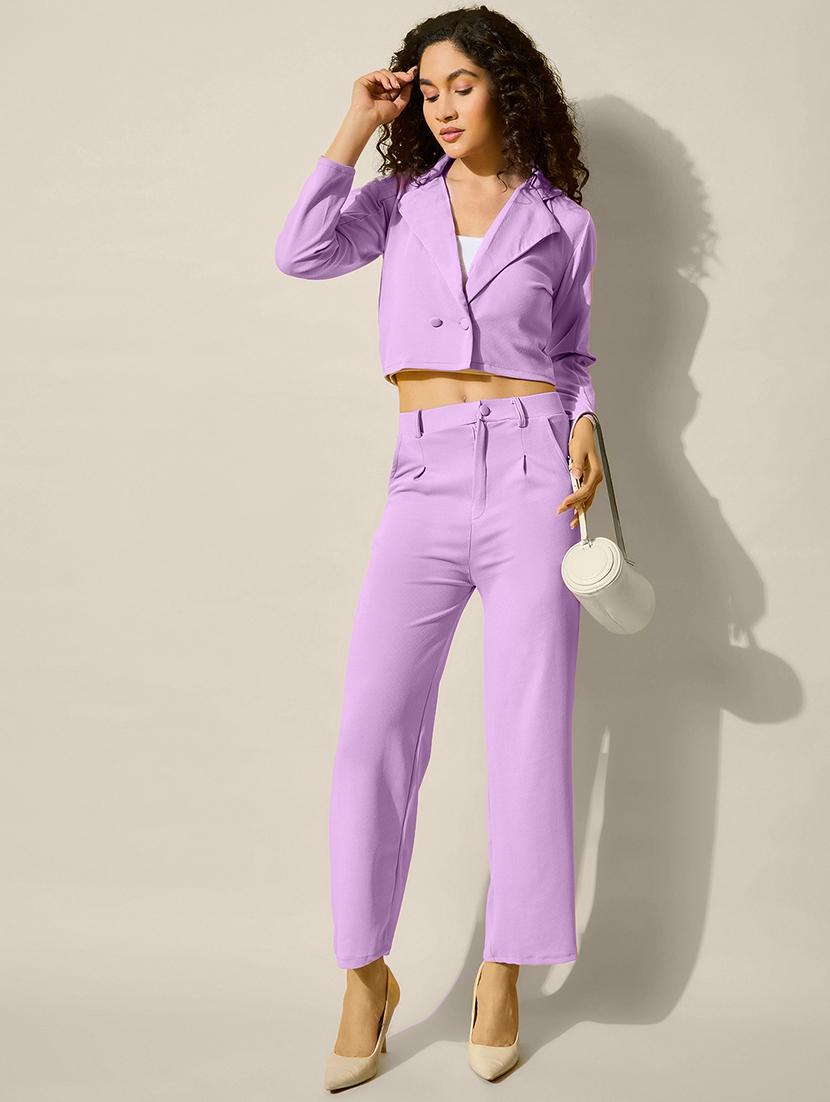 women solid crop blazer and trouser co-ord set - 21918839 - Standard Image - 5