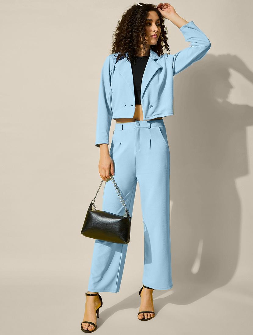 women solid crop blazer and trouser co-ord set - 21918843 - Standard Image - 5
