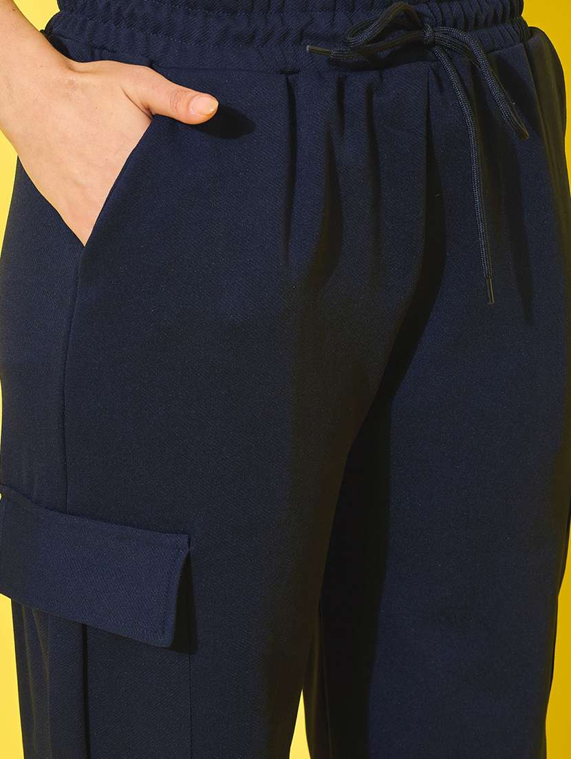 women solid relaxed fit cargo - 21918844 - Standard Image - 3
