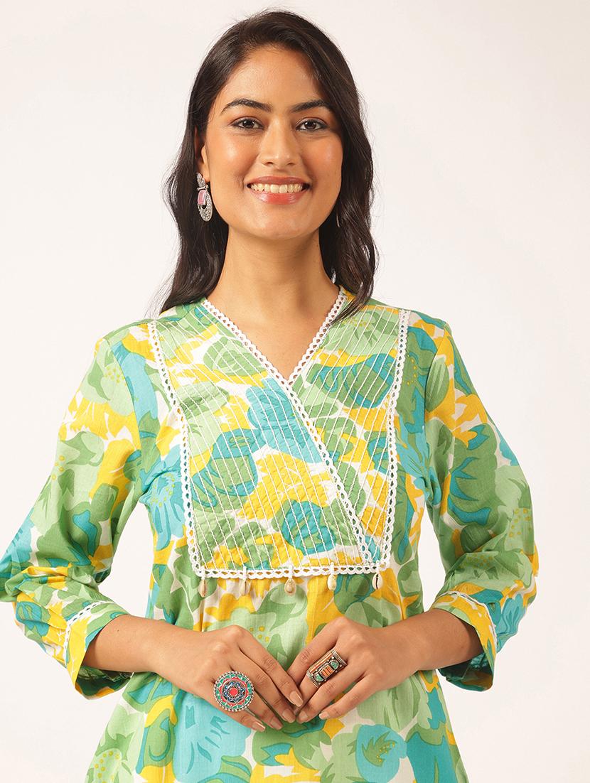 women three quarter sleeve straight kurta - 21918852 - Standard Image - 5