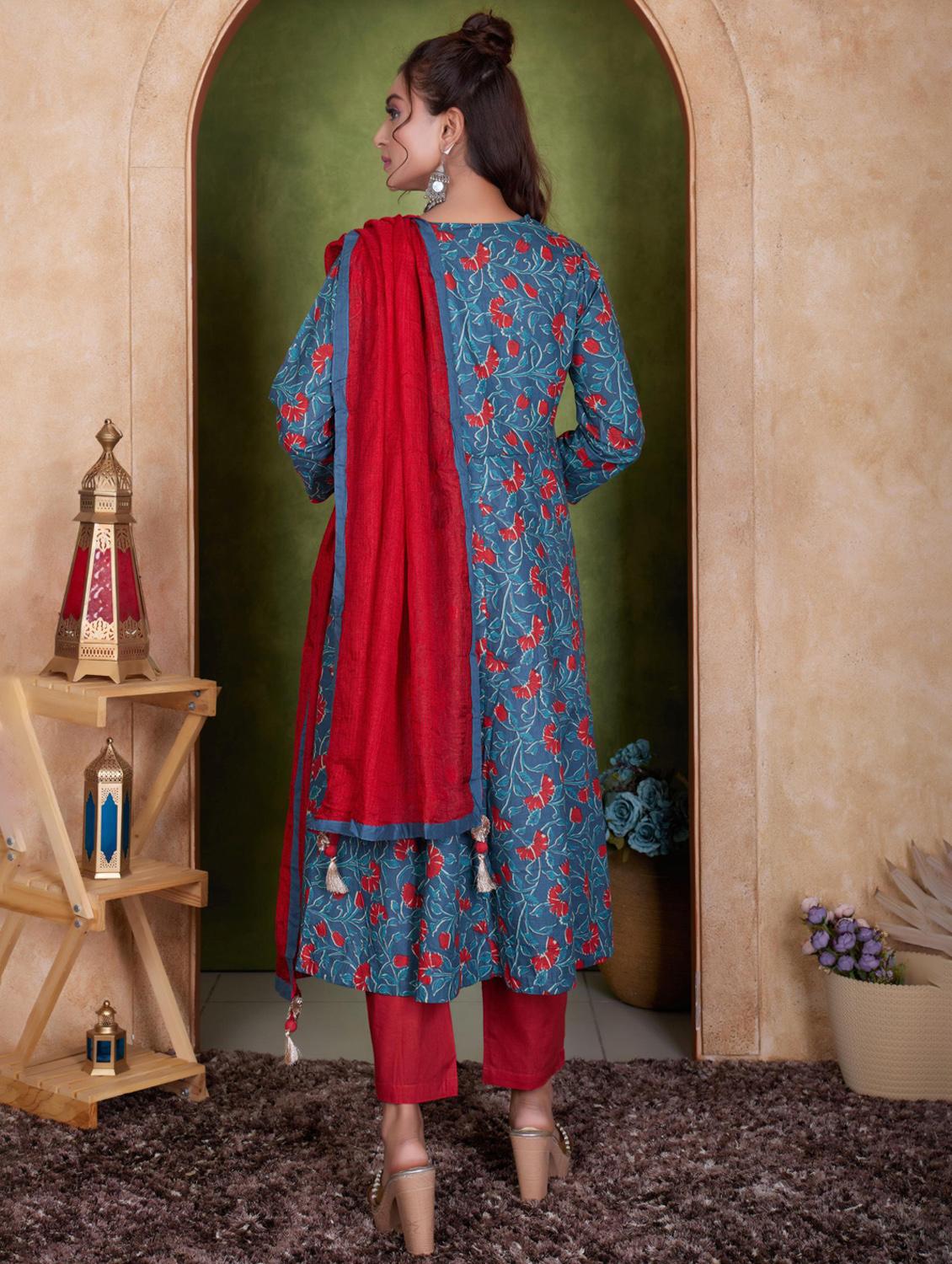 women three quarter sleeve kurta pant with dupatta set - 21918854 - Standard Image - 3