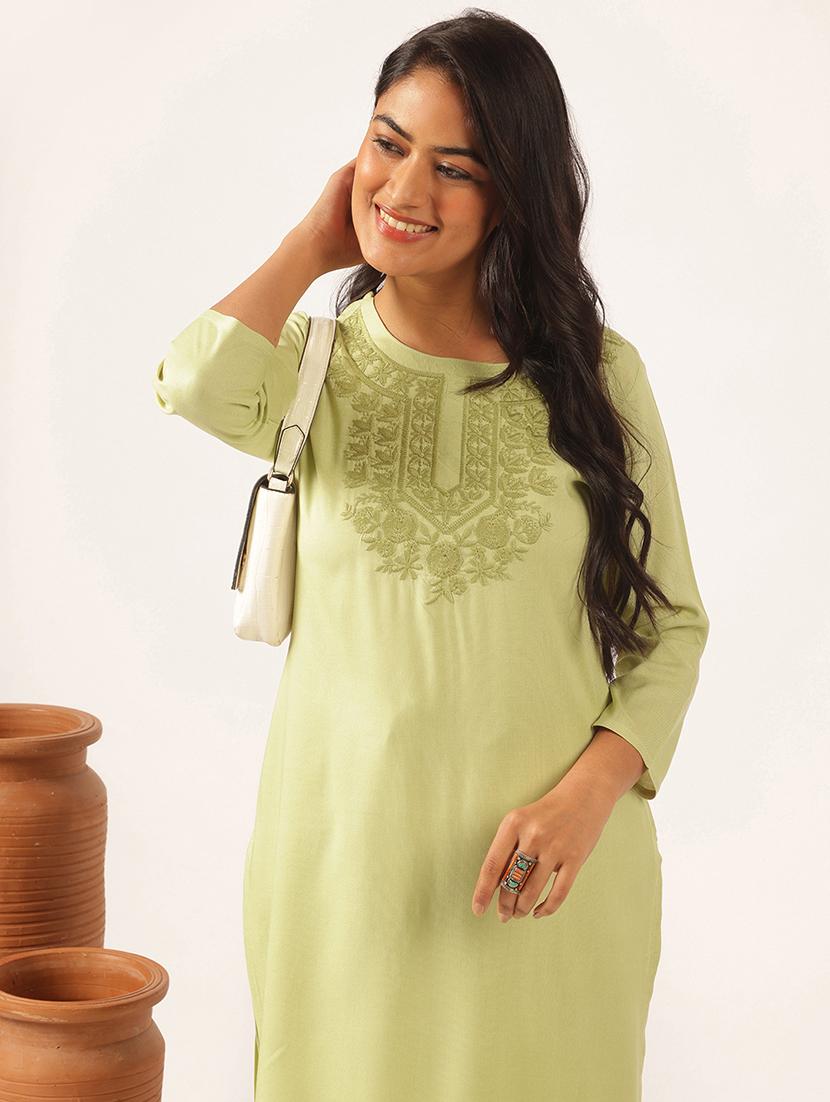 women three quarter sleeve kurta pant set - 21918862 - Standard Image - 5