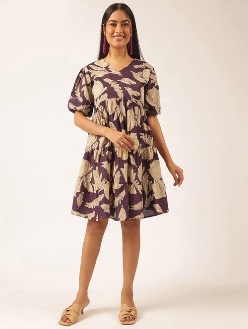 women floral printed puff sleeve tiered dress - 21918913 -  Standard Image - 0