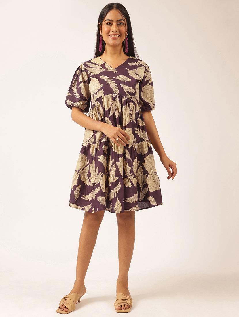 women floral printed puff sleeve tiered dress - 21918913 -  Zoom Image - 0