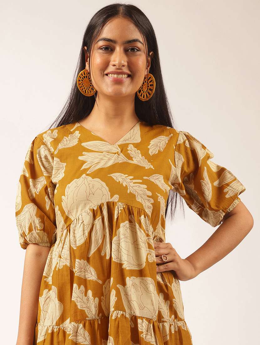 women floral printed puff sleeve tiered dress - 21918915 -  Standard Image - 5