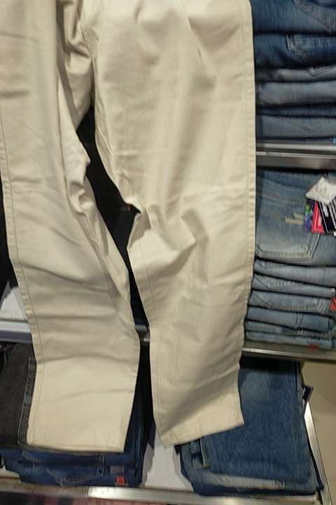 cream slub casual trousers - 21919220 -  Zoom Image - 0