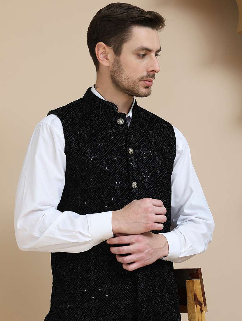 men embroidered sleeveless nehru jacket - 21919288 -  Standard Image - 3
