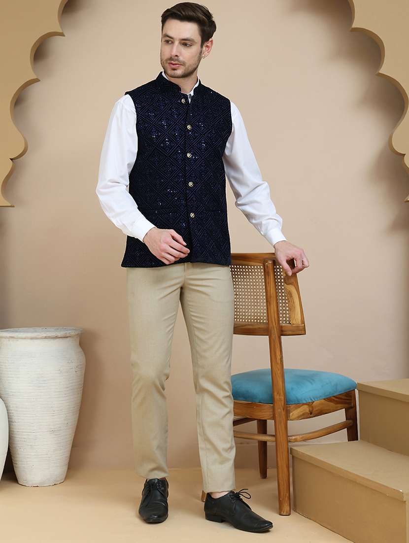 men embroidered sleeveless nehru jacket - 21919289 -  Standard Image - 5