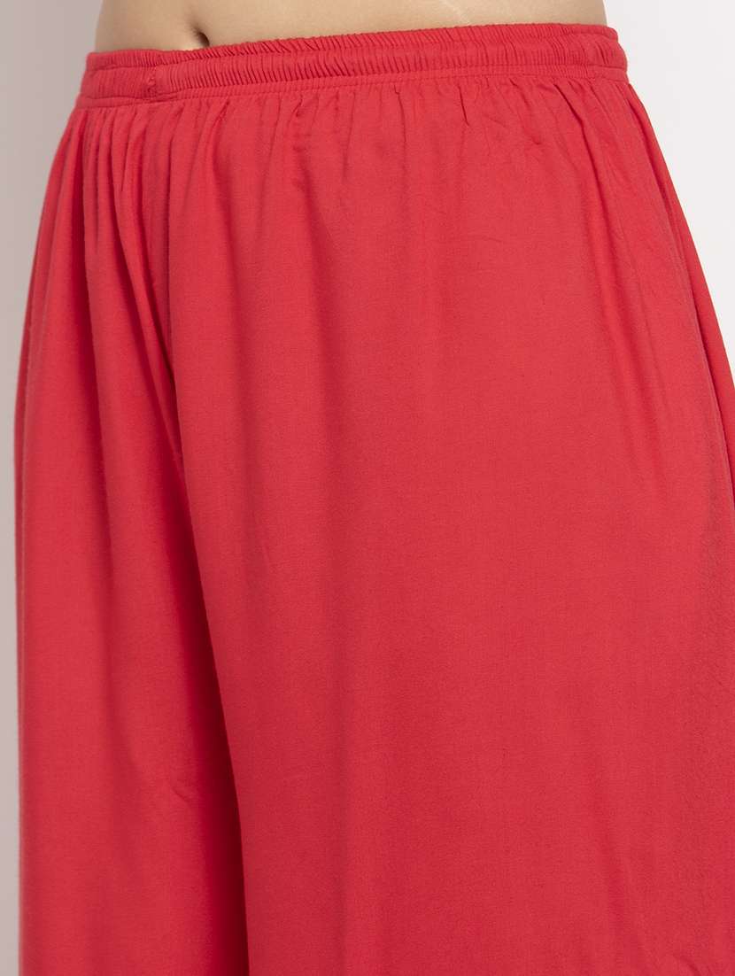 women solid mid rise flared palazzo - 21919487 -  Standard Image - 3