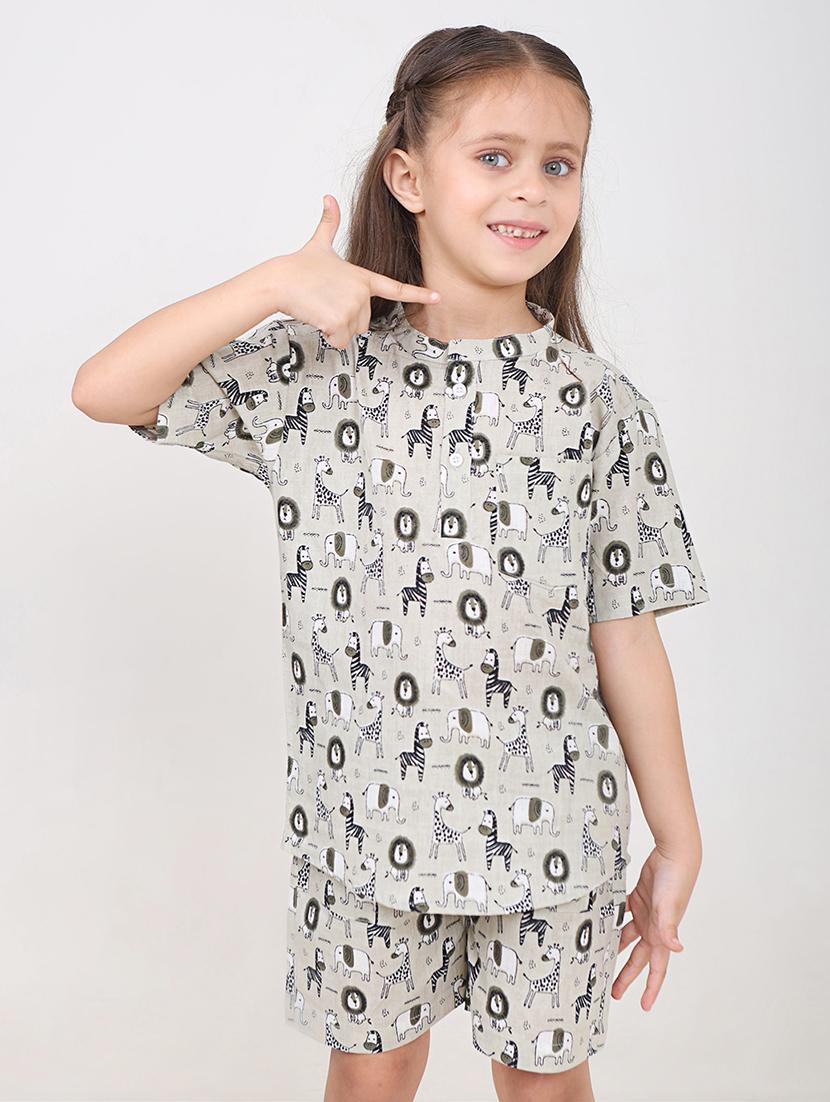 girls printed short sleeve co-ords set - 21919505 -  Zoom Image - 0