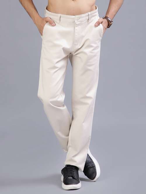 men solid mid rise casual chinos - 21919750 - Standard Image - 0