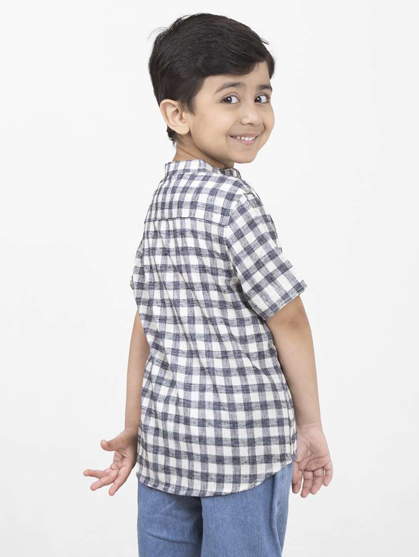 boys checkered mandarin neck short sleeves shirt - 21919840 -  Standard Image - 3