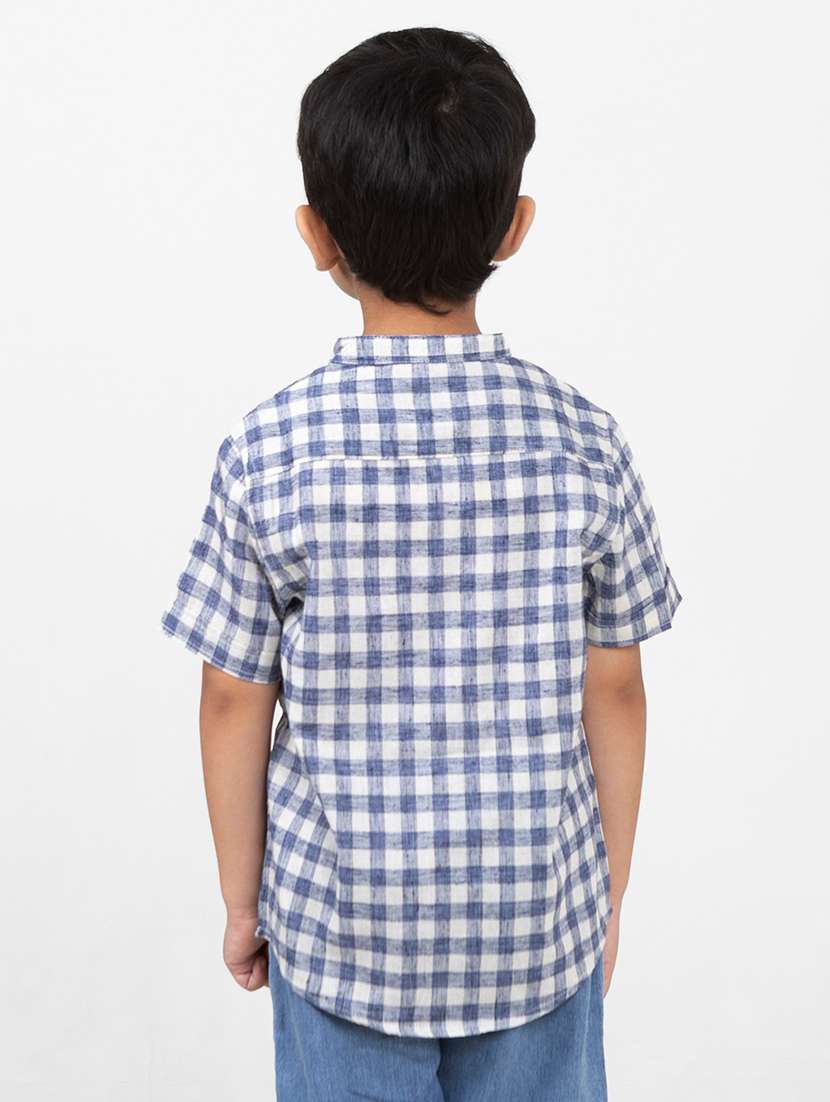 boys checkered mandarin neck short sleeves shirt - 21919842 -  Standard Image - 3