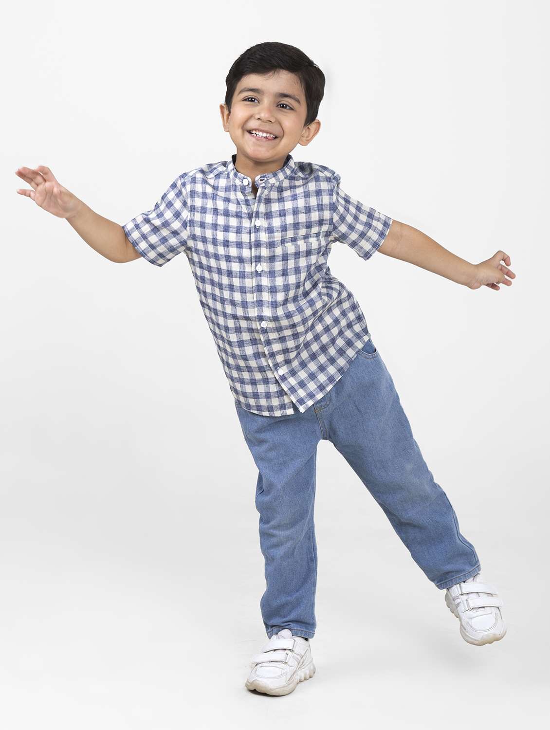 boys checkered mandarin neck short sleeves shirt - 21919842 -  Standard Image - 5