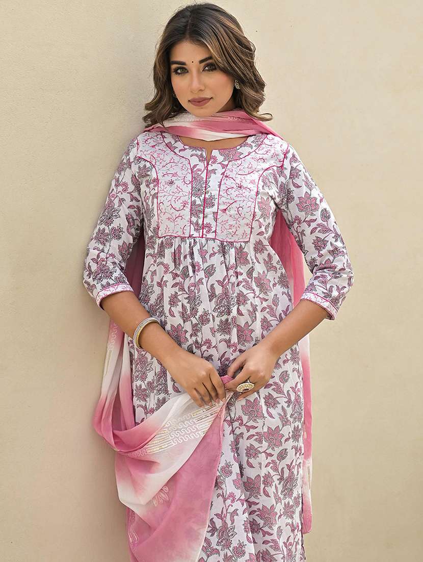 Women Three Quarter Sleeve Kurta Pant With Dupatta Set - 21919872 -  Standard Image - 5