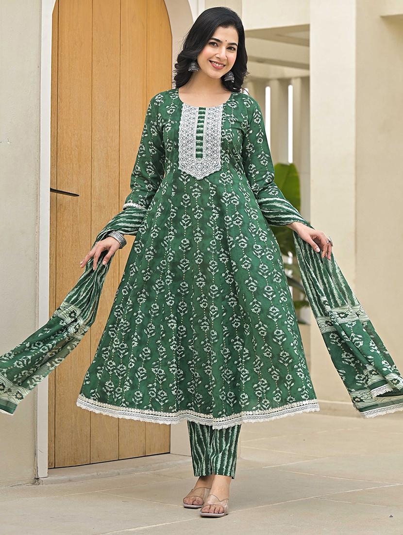 women three quarter sleeve kurta pant with dupatta set