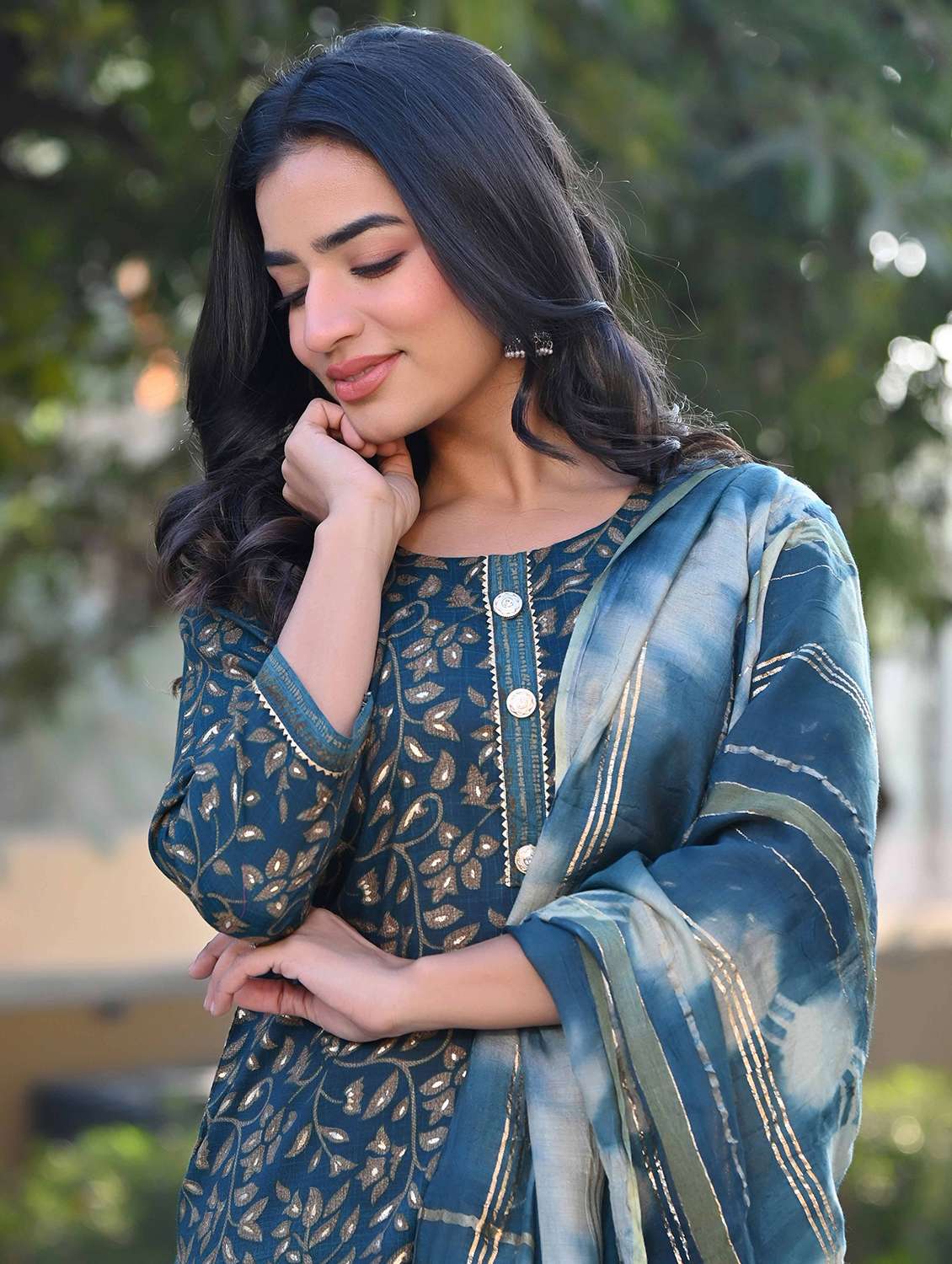 women three quarter sleeve kurta pant with dupatta set - 21919889 -  Standard Image - 5