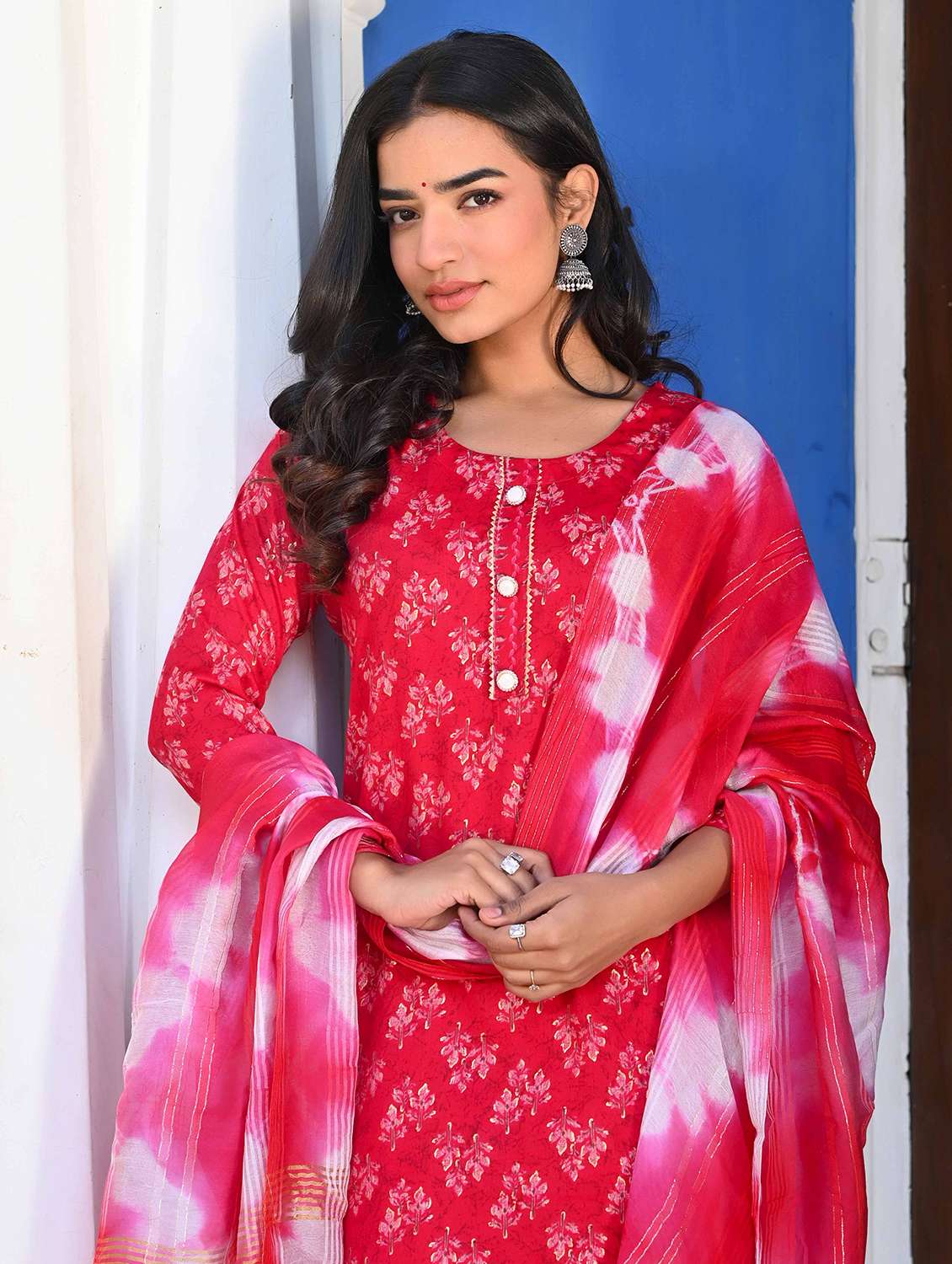 women three quarter sleeve kurta pant with dupatta set - 21919891 -  Standard Image - 3