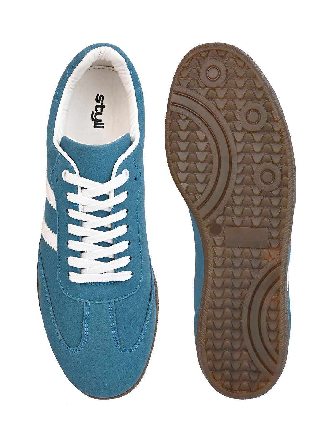 men blue solid lace up sneaker - 21919910 -  Standard Image - 5