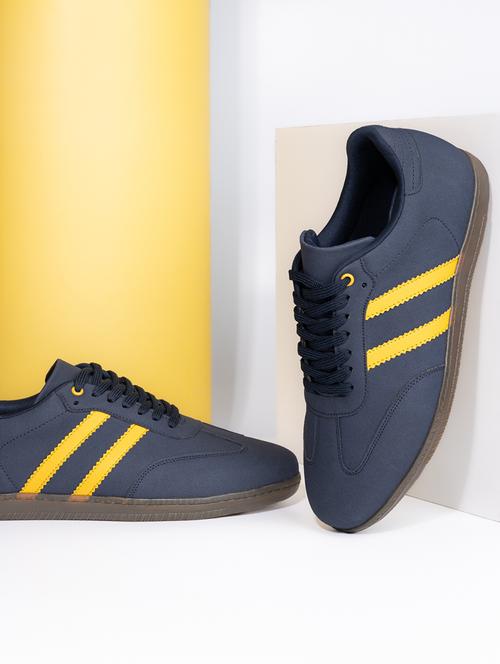 men navy blue solid lace up sneaker - 21919911 -  Standard Image - 0