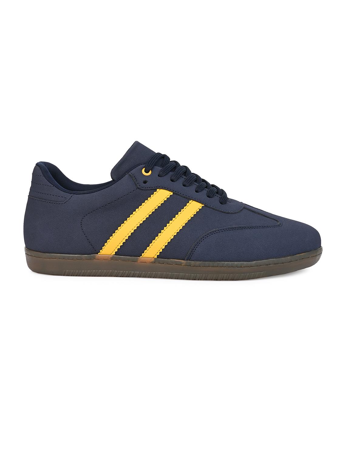 men navy blue solid lace up sneaker - 21919911 - Standard Image - 3