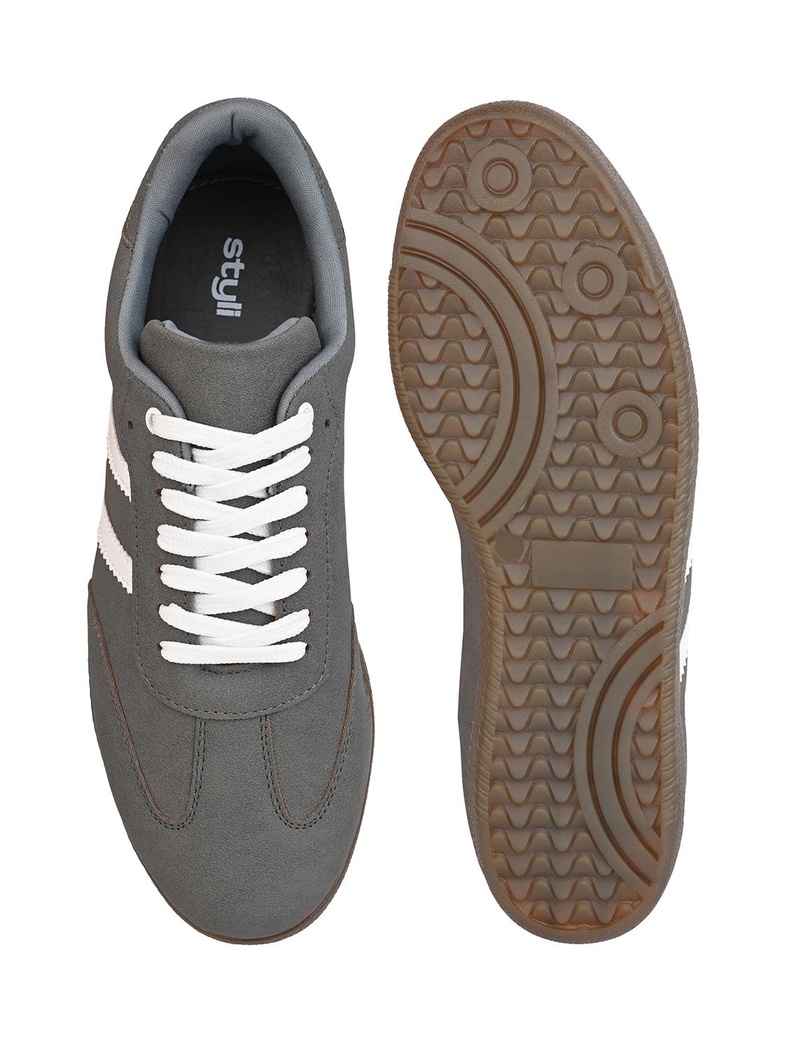 men grey solid lace up sneaker - 21919915 - Standard Image - 5