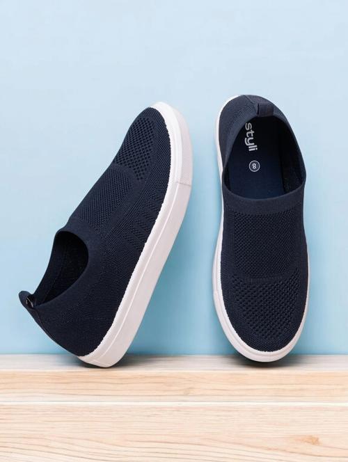men navy blue solid slip on shoe - 21919917 -  Standard Image - 0