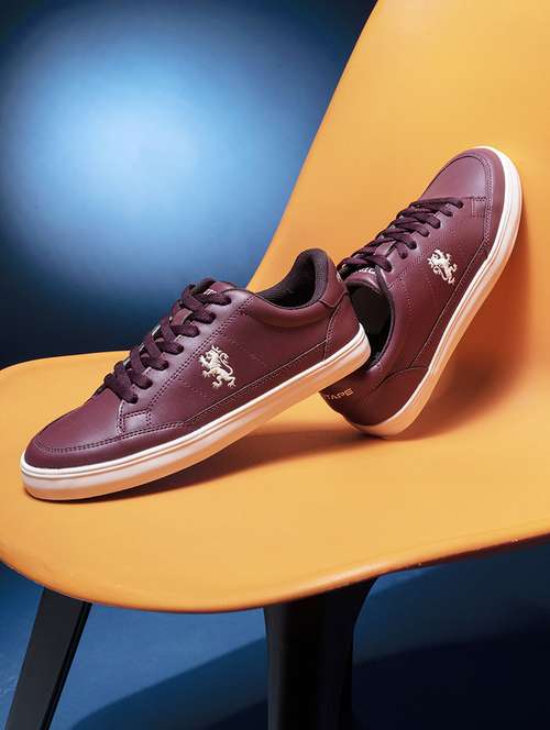 women maroon lace-up sneaker - 21920090 - Standard Image - 0