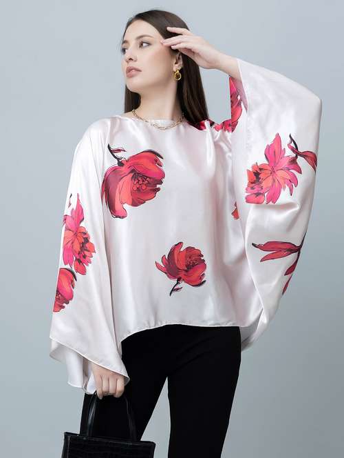 women floral printed kimono sleeves kaftan top - 21920155 -  Standard Image - 0