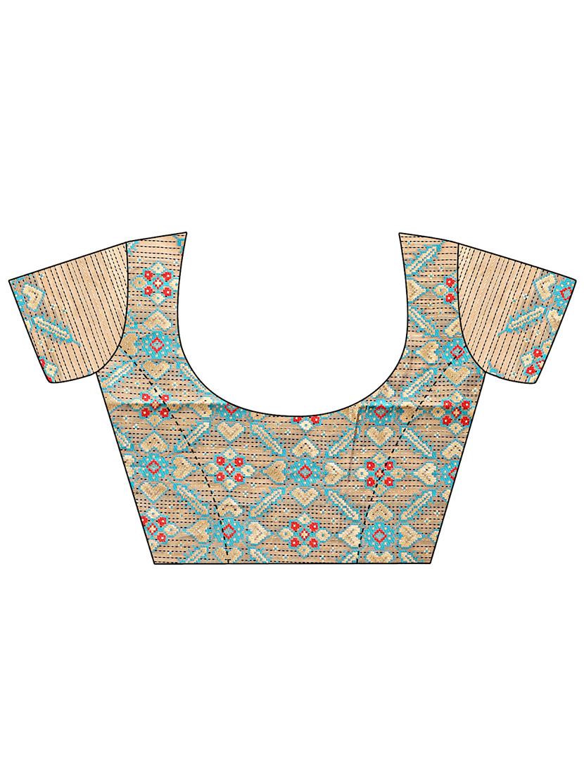 women striped chanderi saree with blouse - 21920365 - Standard Image - 5
