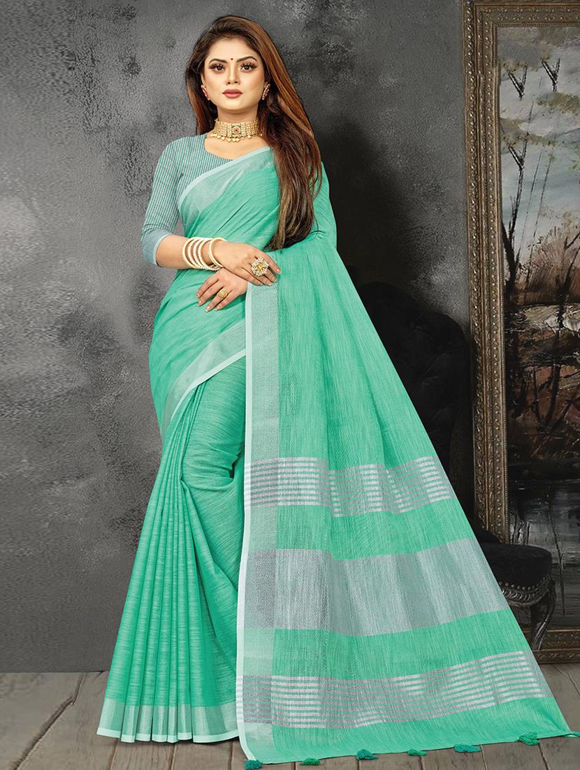 women solid with bordered saree with blouse - 21920381 - Zoom Image - 0