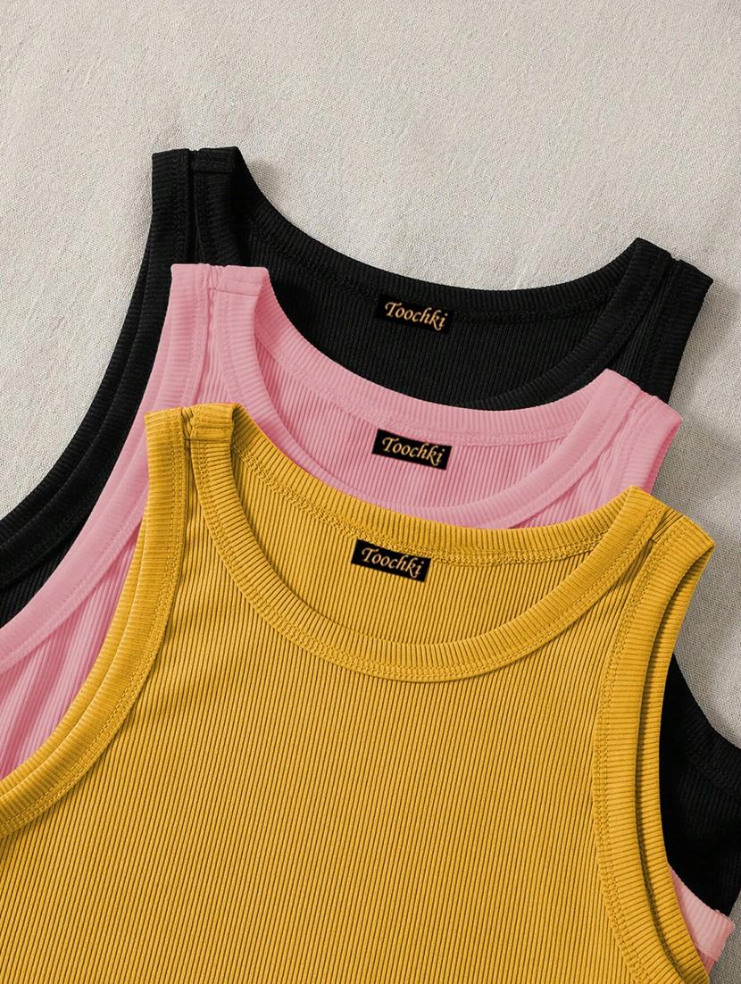 women pack of 3 solid sleeveless tank top - 21920412 - Standard Image - 3