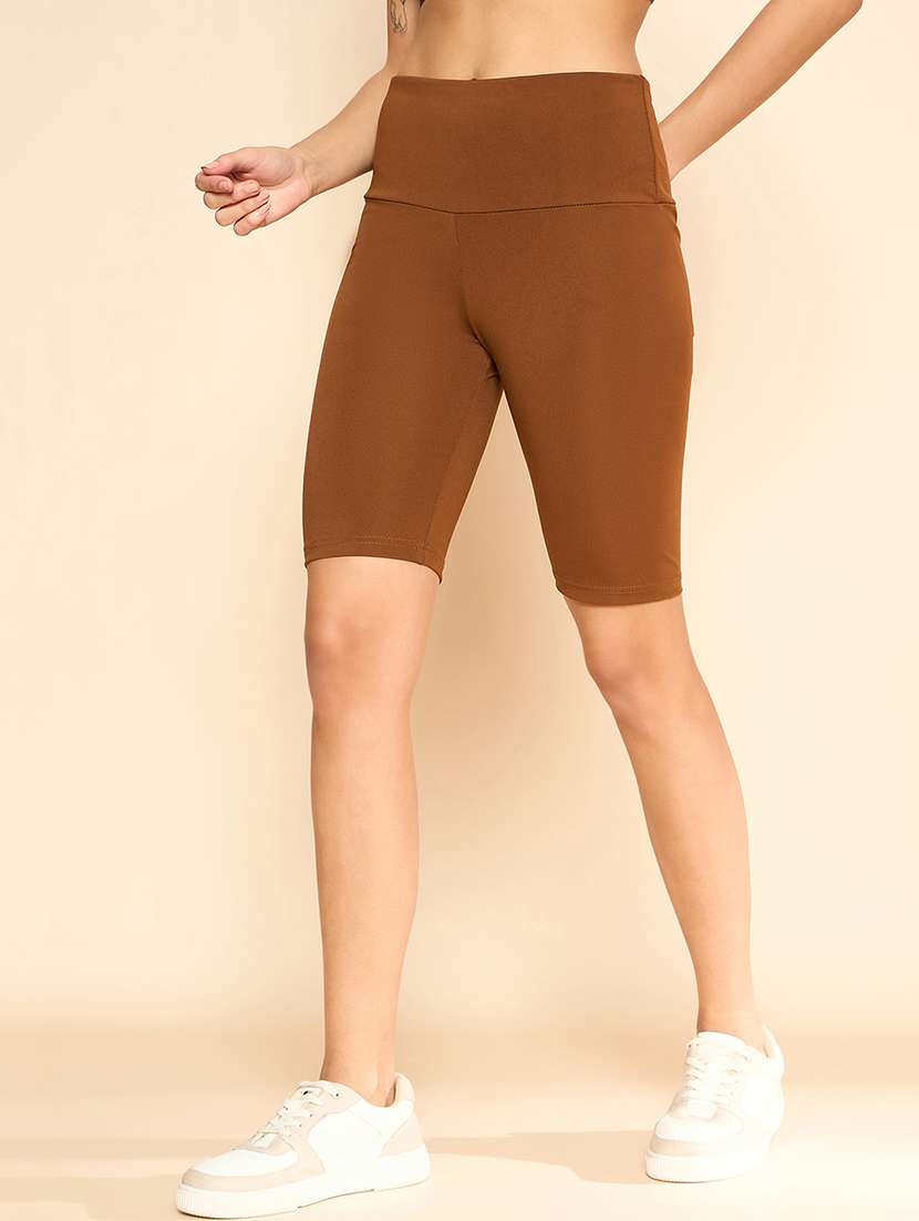 women solid high rise cycling shorts - 21920526 -  Standard Image - 3