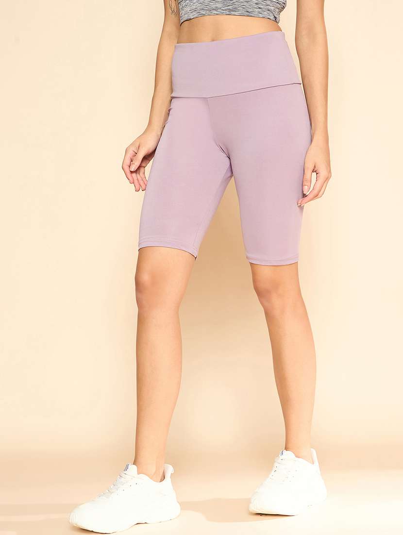 women solid high rise cycling shorts - 21920530 -  Standard Image - 3