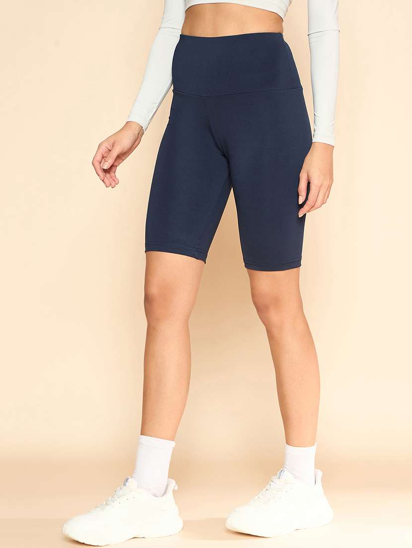 women solid high rise cycling shorts - 21920531 -  Standard Image - 3