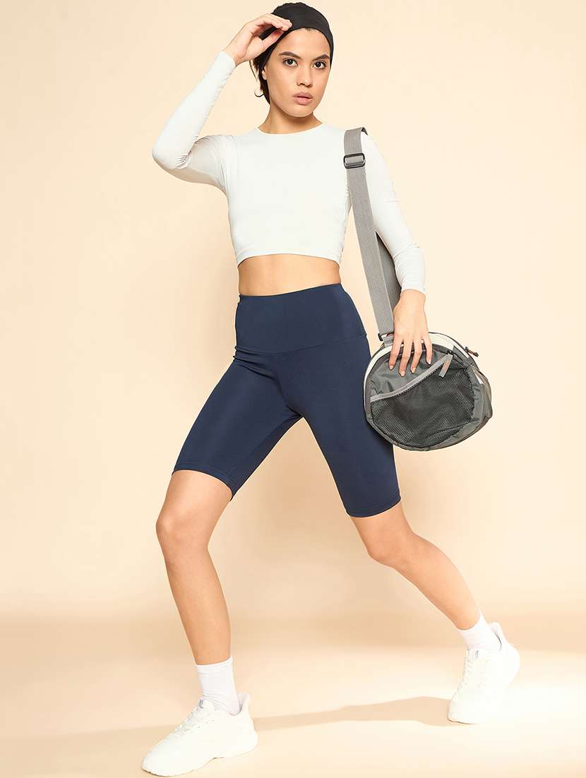 women solid high rise cycling shorts - 21920531 -  Standard Image - 5