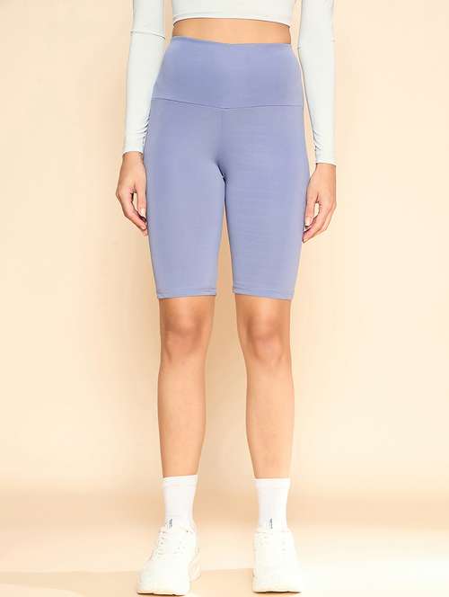 women solid high rise cycling shorts - 21920534 - Standard Image - 0