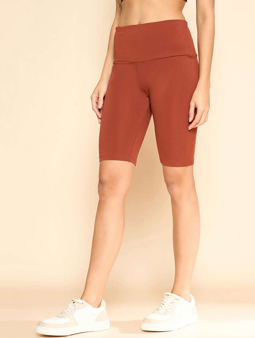 women solid high rise cycling shorts - 21920537 -  Standard Image - 3