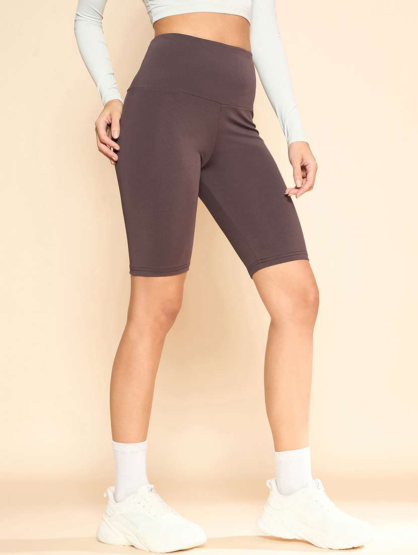 women solid high rise cycling shorts - 21920538 -  Standard Image - 3