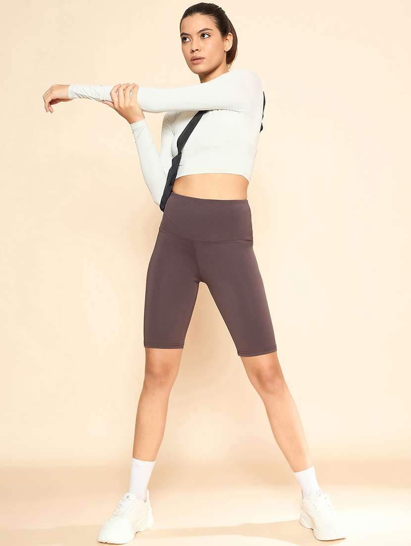 women solid high rise cycling shorts - 21920538 -  Standard Image - 5