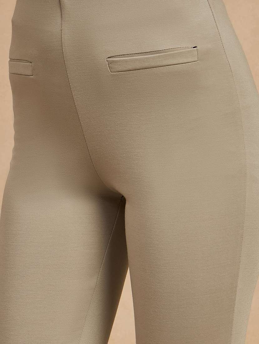 women solid high rise bootcut trouser - 21920896 - Standard Image - 3