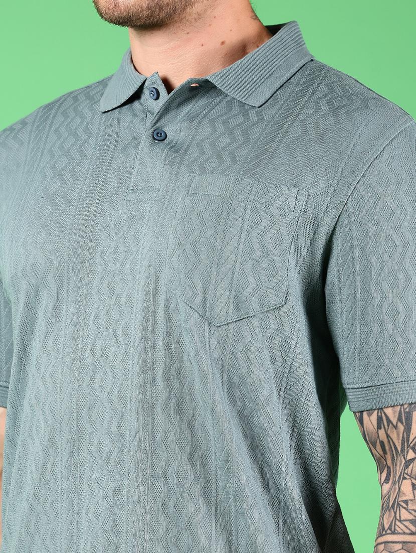 men textured short sleeves regular fit polo t-shirt - 21921120 - Standard Image - 3