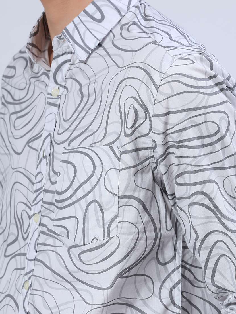 men printed collared long sleeve shirt - 21922101 -  Standard Image - 5