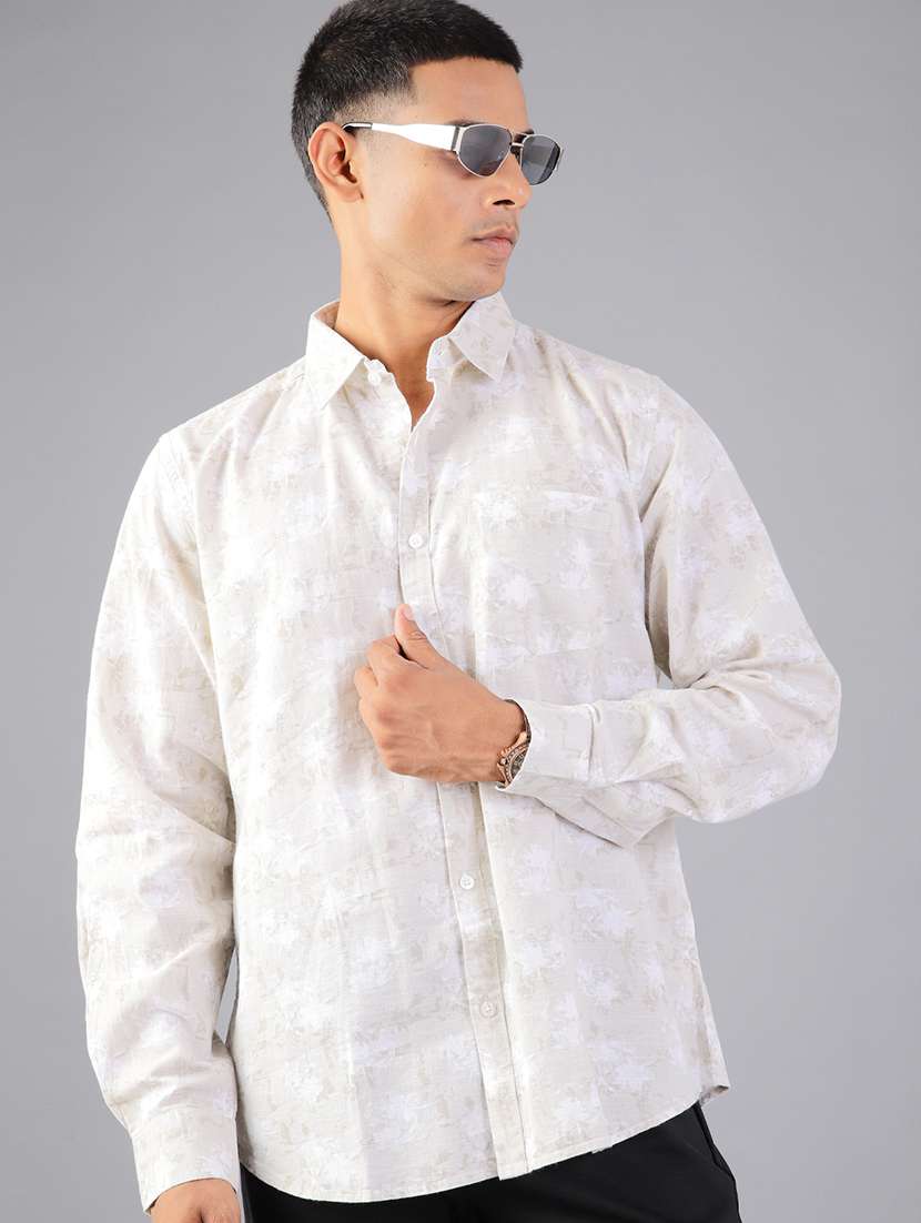 men printed long sleeve regular fit shirt