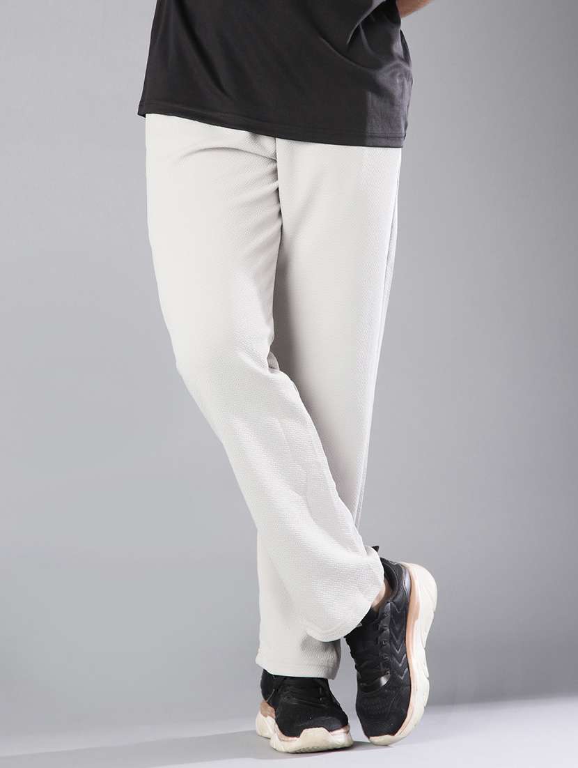 men solid mid rise full length track pant