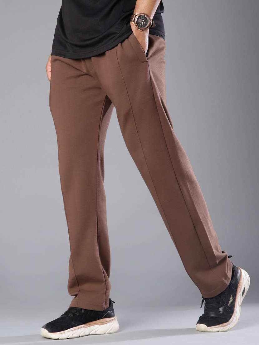 men solid mid rise full length track pant - 21922326 -  Zoom Image - 0