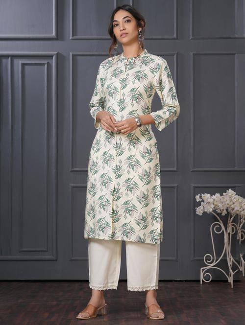 women printed three quarter sleeve kurta palazzo set - 21922353 -  Standard Image - 0