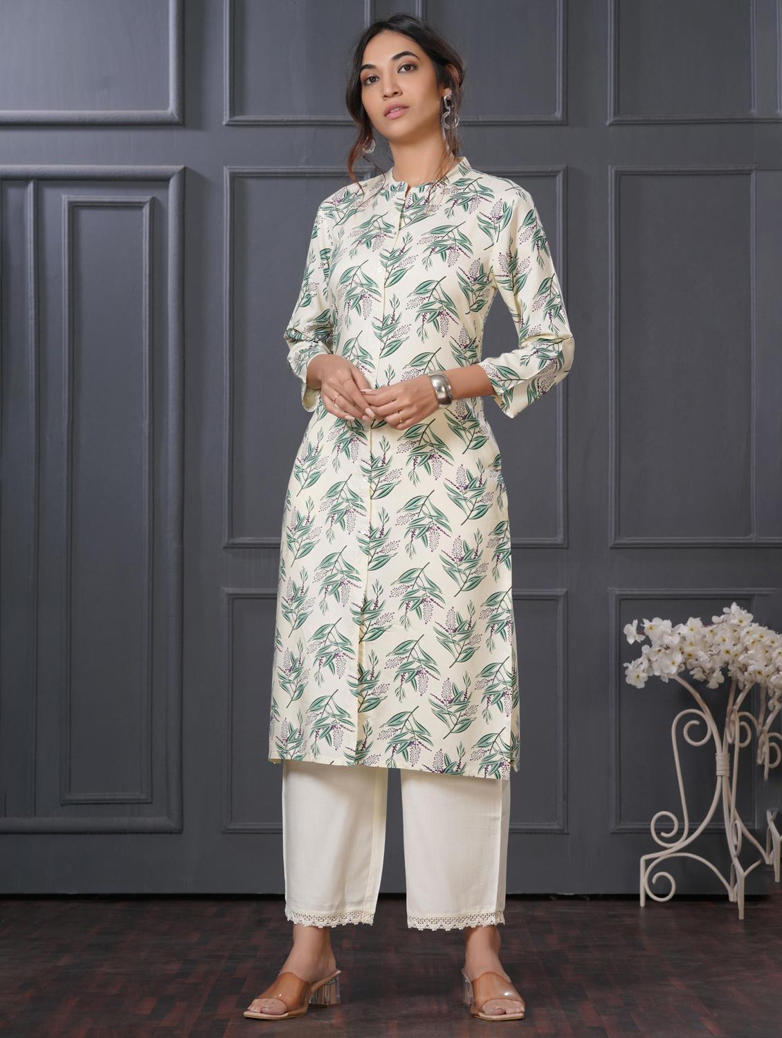 women printed three quarter sleeve kurta palazzo set - 21922353 -  Zoom Image - 0